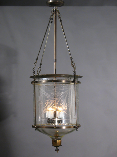 Large Classical Cut Glass Bell Jar Lantern